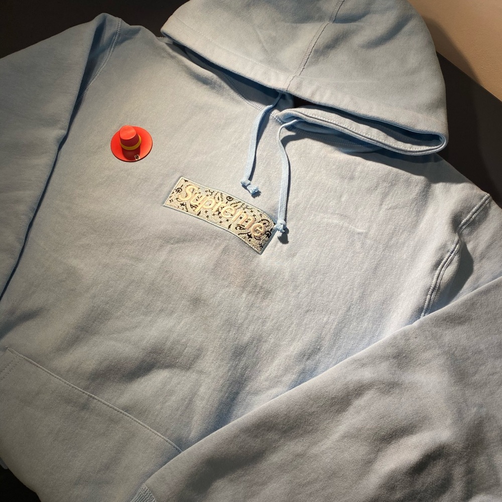 Supreme Baby Blue Paisley Box Logo Hoodie